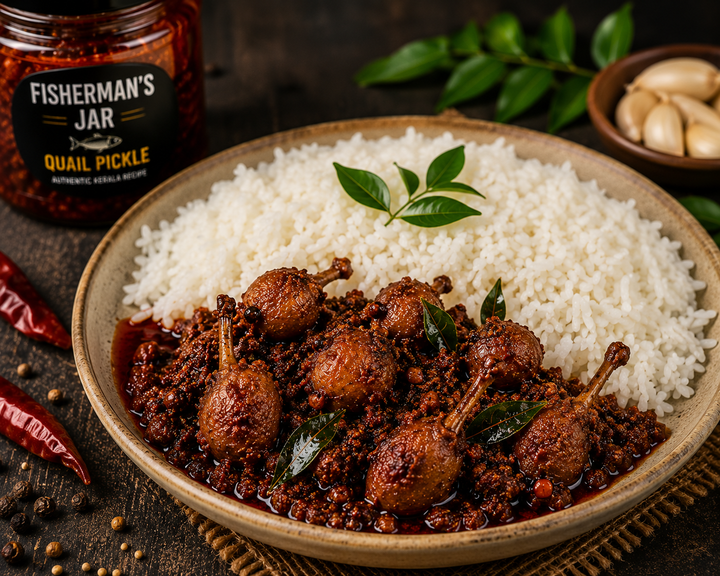 Fisherman's Jar Authentic Kerala Quail (Kaada) Pickle