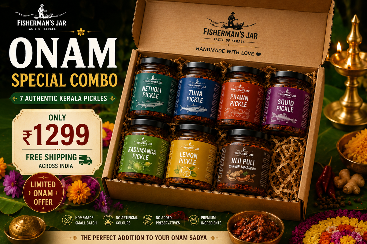 Fisherman's Jar Onam Special Gift Box – 7 Authentic Kerala Pickles (700g)