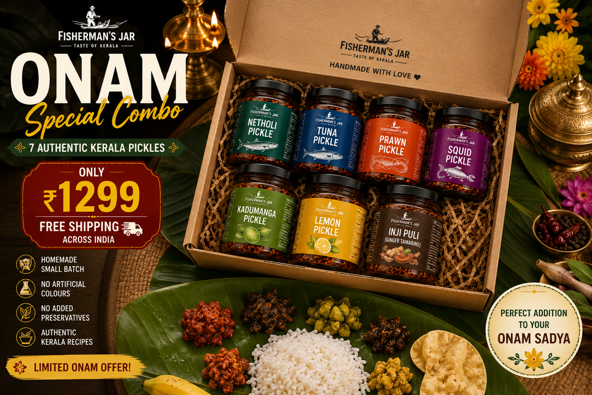 Fisherman's Jar Onam Special Gift Box – 7 Authentic Kerala Pickles (700g)