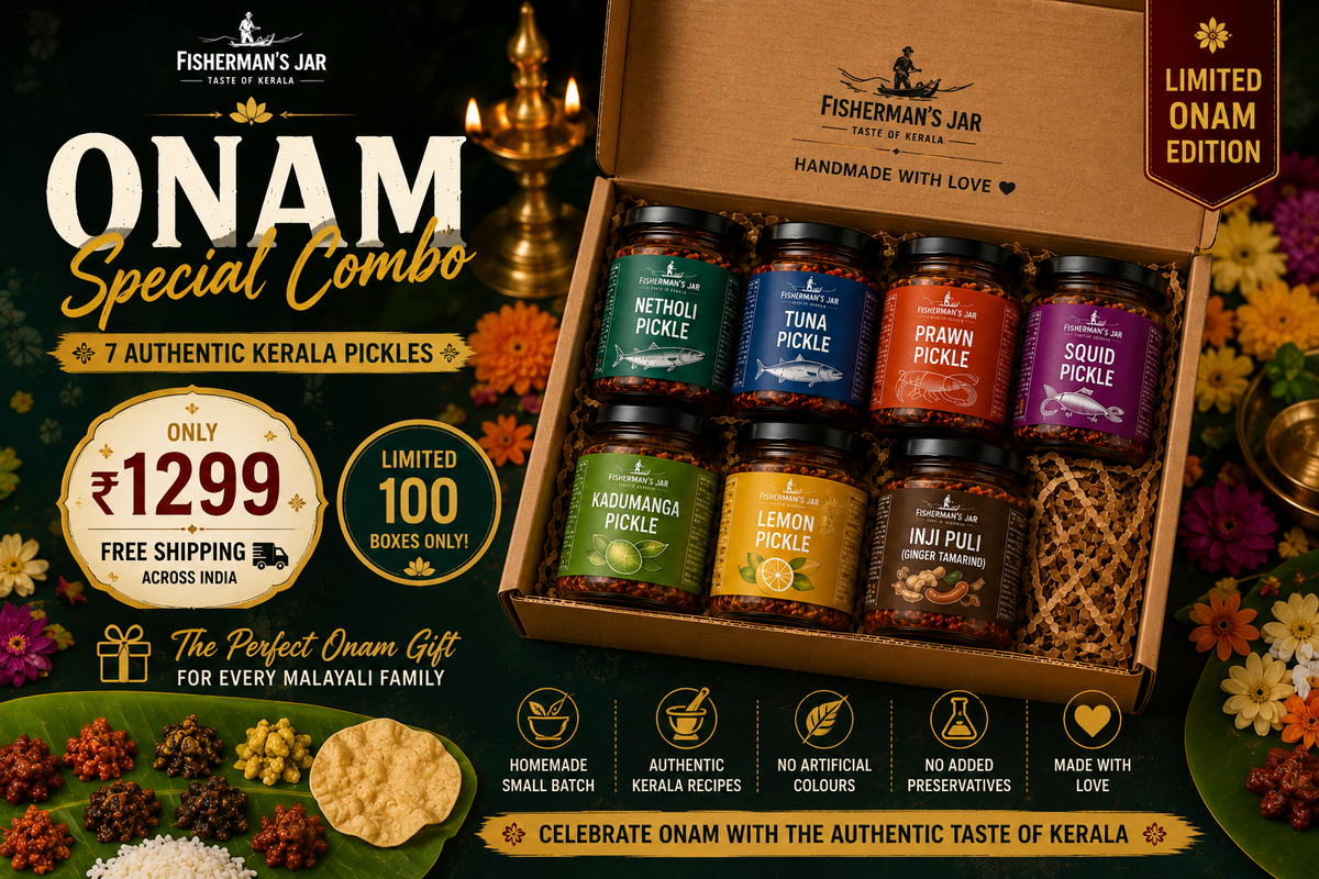 Fisherman's Jar Onam Special Gift Box – 7 Authentic Kerala Pickles (700g)
